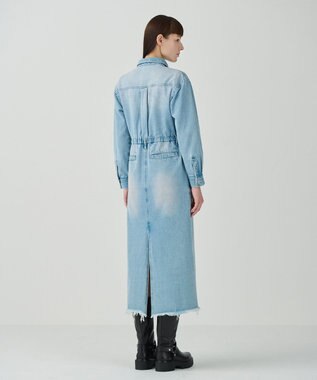 GRACE CONTINENTAL デニムドロストスリットワンピース サックス
