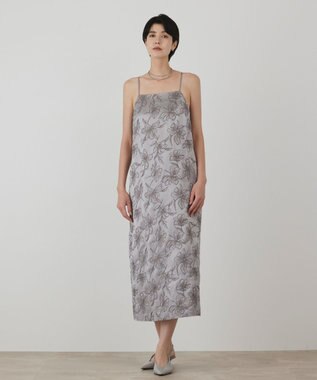 GRACE CONTINENTAL フラワー刺繍セットワンピース グレー