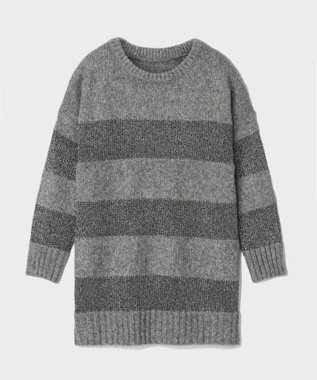 GRACE CONTINENTAL ラメボーダーニットトップ グレー