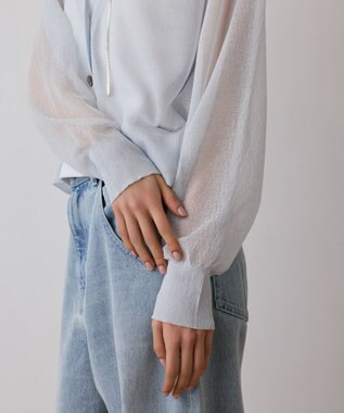 GRACE CONTINENTAL シアージョーゼットカーディガン ブルー