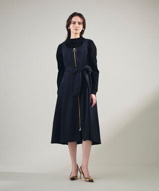 GRACE CONTINENTAL ジップディテールワンピース ブラック