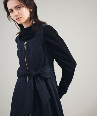 GRACE CONTINENTAL ジップディテールワンピース ブラック