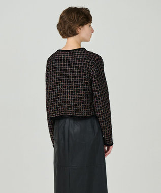 GRACE CONTINENTAL ツイードニットカーディガン ブラック