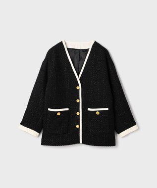 GRACE CONTINENTAL ツイードトリミングジャケット ブラック