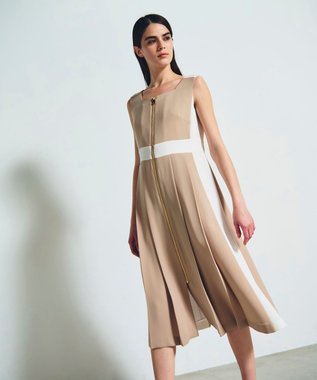 GRACE CONTINENTAL ラインバイカラードレス ベージュ