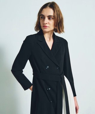 GRACE CONTINENTAL ウールタッチバイカラードレス ブラック