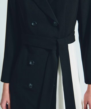 GRACE CONTINENTAL ウールタッチバイカラードレス ブラック