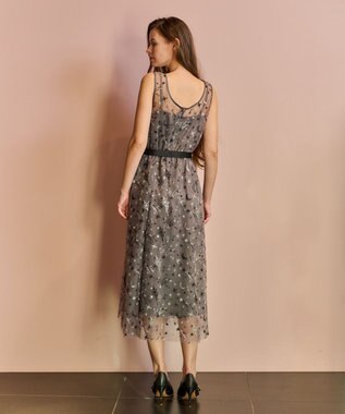 GRACE CONTINENTAL スペースembチュールドレス グレー