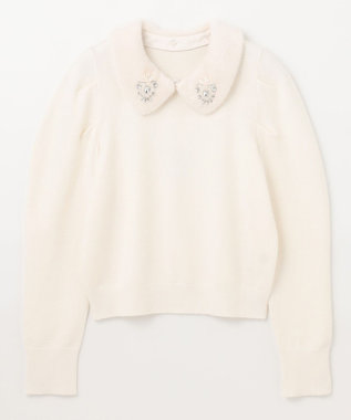 美品 GRACE CONTINENTAL ファーパッチワークトップ ニット 36