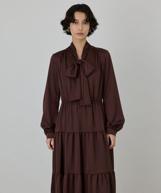 GRACE CONTINENTAL ボウタイティアードワンピース ブラウン