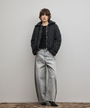 GRACE CONTINENTAL ツイードダウンジャケット ブラック