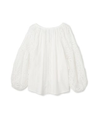 GRACE CONTINENTAL ヤシ柄カットワークトップ ホワイト