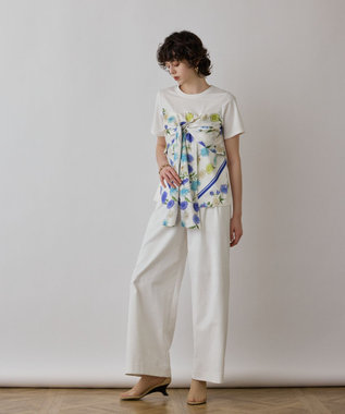 GRACE CONTINENTAL スカーフプリントコンビトップ キナリ