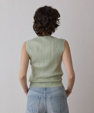 GRACE CONTINENTAL スパンコールニットノースリーブ ライトグリーン