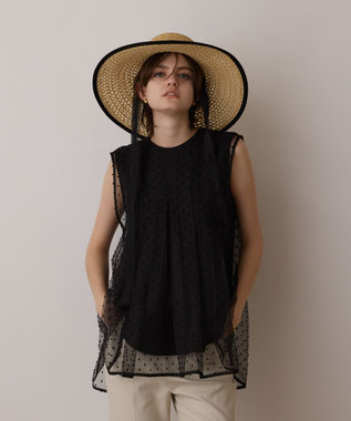 GRACE CONTINENTAL シアージャガードカットトップ ブラック