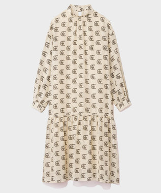 GRACE CONTINENTAL シルクモノグラムドレス ベージュ