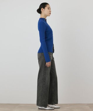 GRACE CONTINENTAL ボタンリブニットカーディガン ブルー