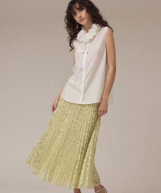 GRACE CONTINENTAL レースプリーツスカート ライトグリーン