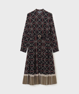 GRACE CONTINENTAL チェーンベルトプリントワンピース ブラック