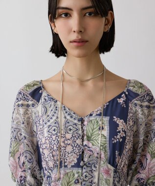 GRACECONTINENTAL スカーフプリントドレス　ネイビー スカーフプリントドレス / GRACE CONTINENTAL | GRACE