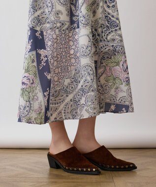 GRACE CONTINENTAL スカーフプリントドレス ネイビー