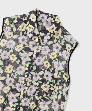GRACE CONTINENTAL フラワーロングシャツ ブラック
