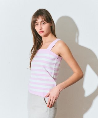 GRACE CONTINENTAL ボーダーニットキャミ ピンク