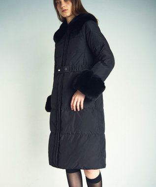 GRACE CONTINENTAL ファーパーツ付ロングダウン ブラック