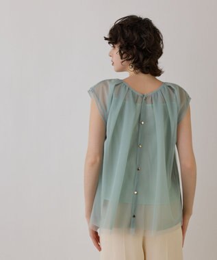 GRACE CONTINENTAL チュールタックノースリーブ ライトグリーン