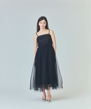 GRACE CONTINENTAL チュールプリーツコンビワンピース ブラック