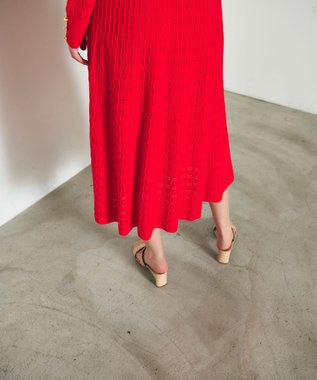 GRACE CONTINENTAL ウェーブニットワンピース レッド