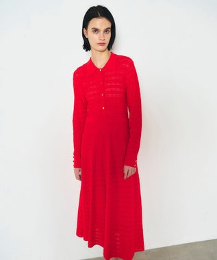 GRACE CONTINENTAL ウェーブニットワンピース レッド