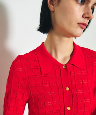 GRACE CONTINENTAL ウェーブニットワンピース レッド