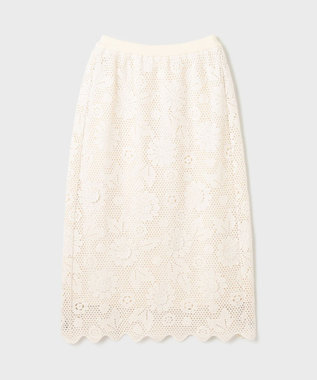 GRACE CONTINENTAL クロシュ刺繍スカート ホワイト