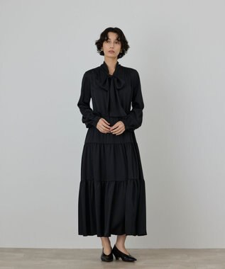 GRACE CONTINENTAL ボウタイティアードワンピース ブラック