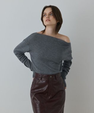 GRACE CONTINENTAL ハイゲージウールニットトップ グレー