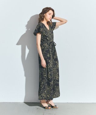GRACE CONTINENTAL ラインプリントオールインワン ブラック
