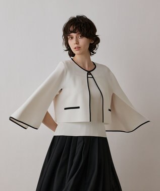 GRACE CONTINENTAL バイカラースリットニットカーディガン ホワイト