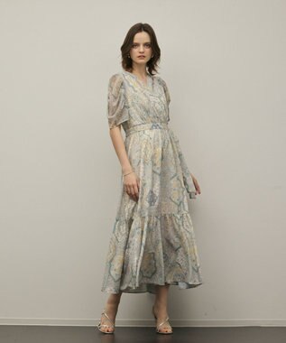 GRACE CONTINENTAL パッチワークプリントワンピース イエロー