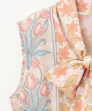 GRACE CONTINENTAL サラサストライププリントワンピース ベージュ