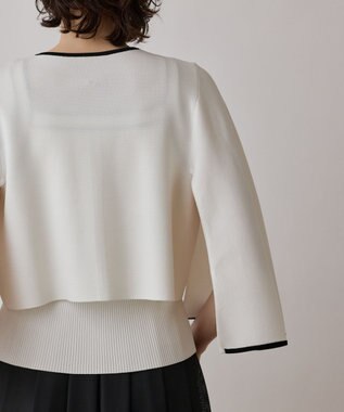 GRACE CONTINENTAL バイカラースリットニットカーディガン ホワイト