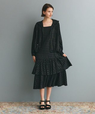 GRACE CONTINENTAL ラメチェックキャミドレス ブラック