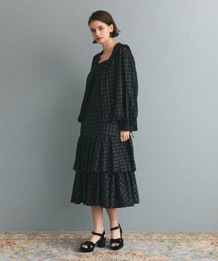 GRACE CONTINENTAL ラメチェックキャミドレス ブラック