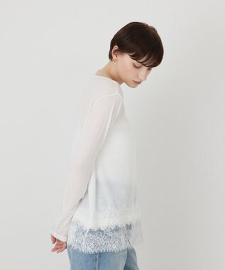 GRACE CONTINENTAL レースヘムテレコカットトップ ホワイト