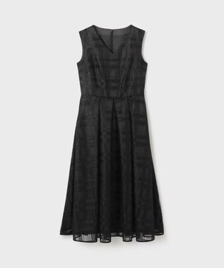 GRACE CONTINENTAL スパンコールチェックドレス ブラック