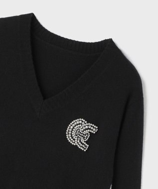 GRACE CONTINENTAL ライン配色ニットワンピース ブラック