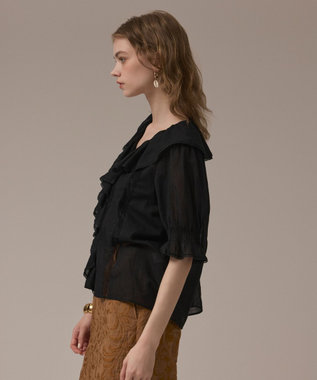 GRACE CONTINENTAL コットンフリルカラーブラウス ブラック