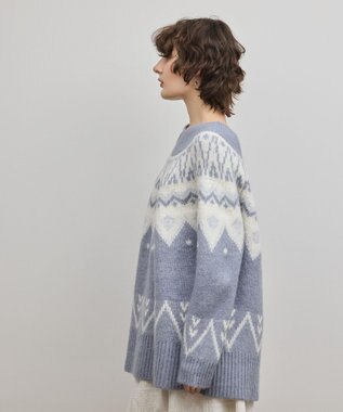 GRACE CONTINENTAL フェアアイルニットトップ ブルー