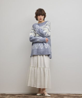 GRACE CONTINENTAL フェアアイルニットトップ ブルー