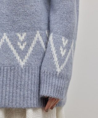 GRACE CONTINENTAL フェアアイルニットトップ ブルー